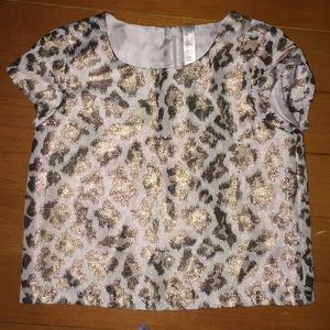 Cherokee Girls’ Metallic Gold Cheetah Print Top sz Small / 6 / 6X